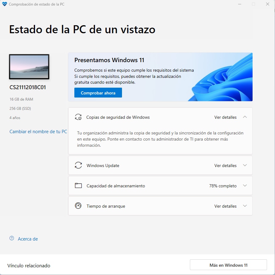 estado de la PC de un vistazo