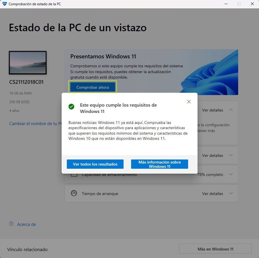 comprobar ahora