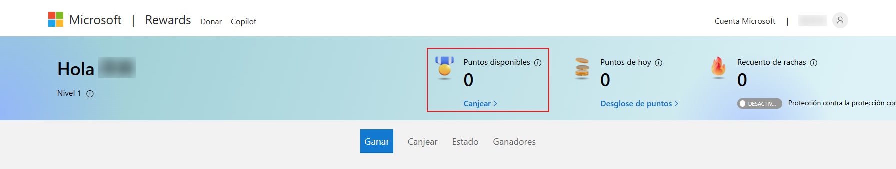 canjear los puntos disponibles