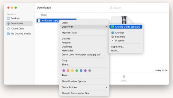 abrir con archive utility