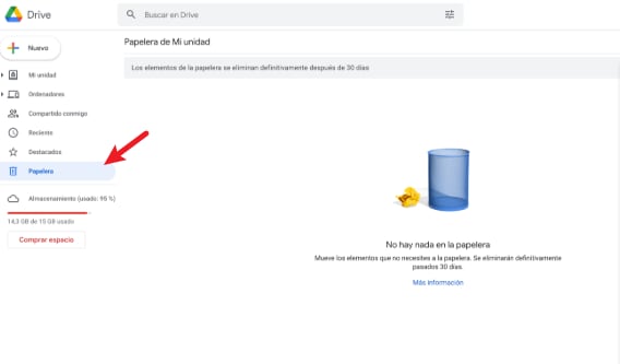 papelera de google drive