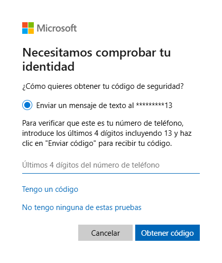 código de seguridad por sms