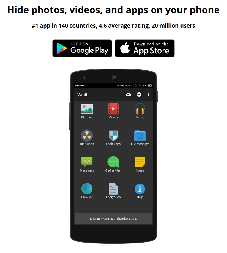 interfaz de hide it pro