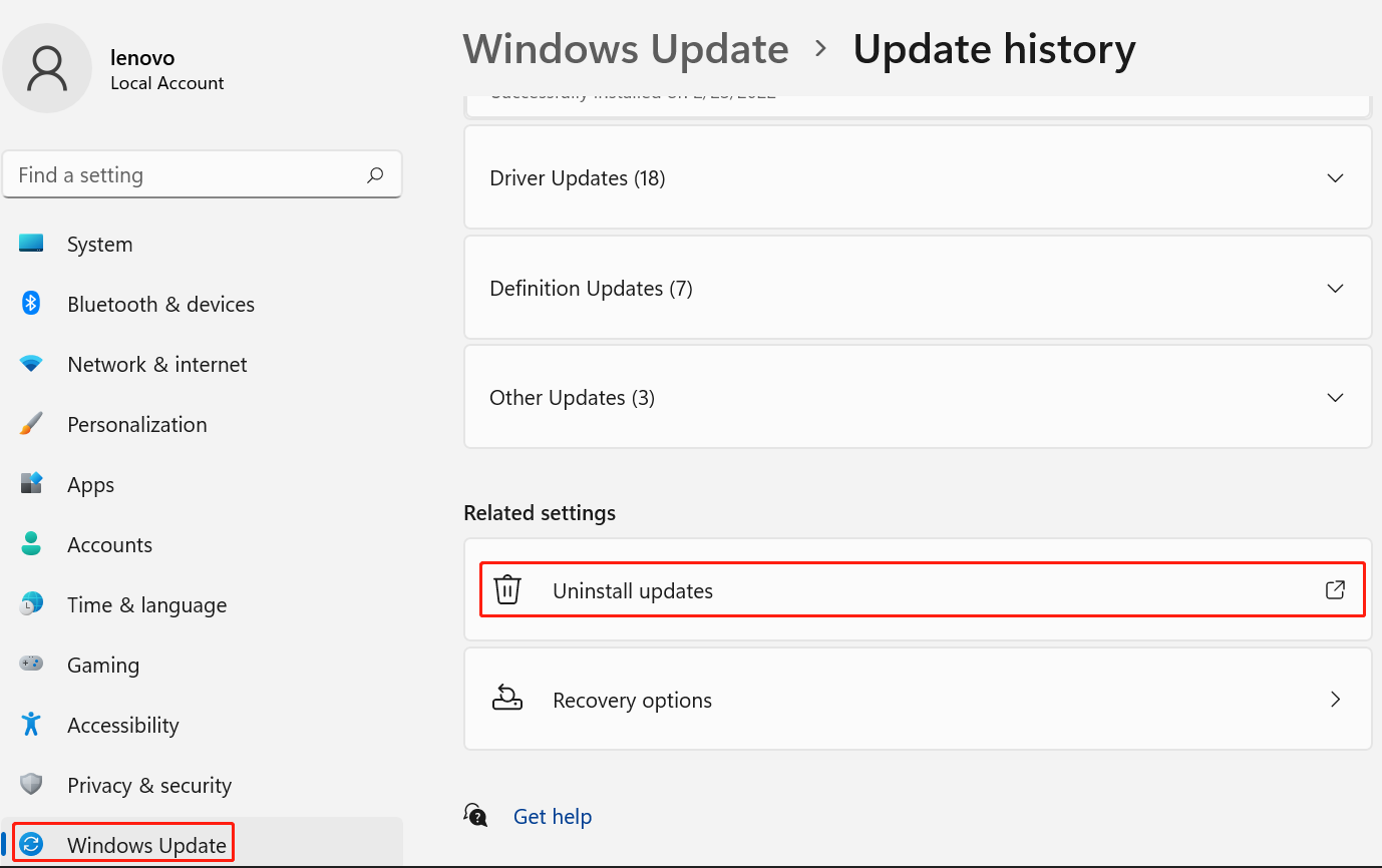 desinstalar actualizaciones
