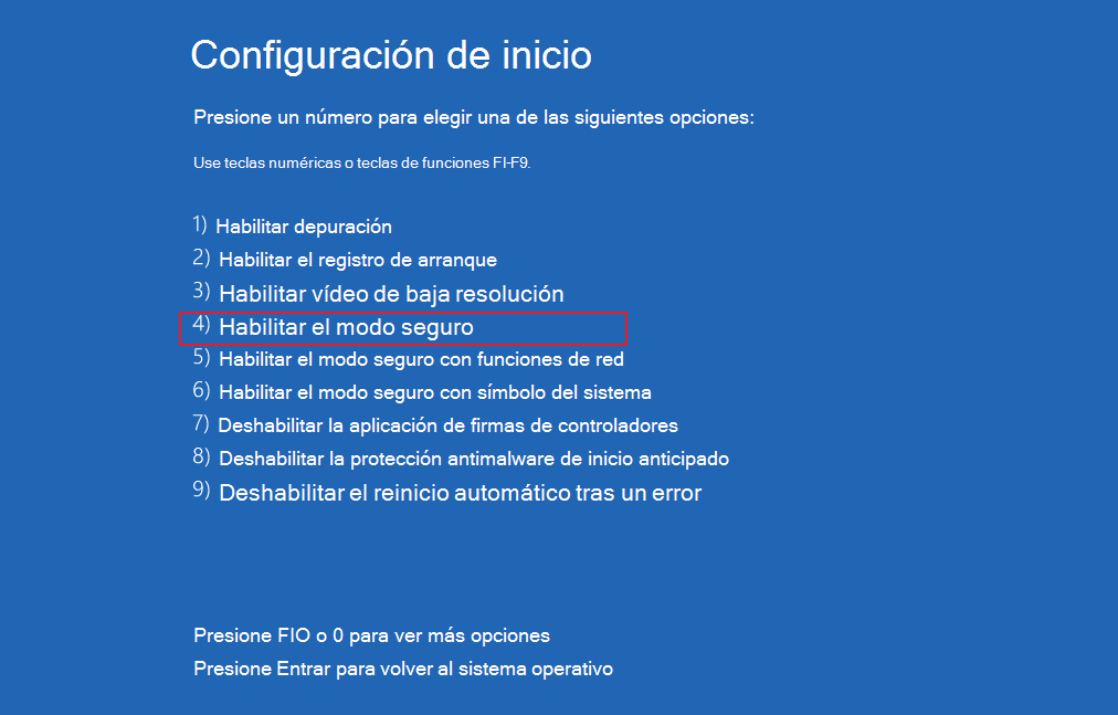 habilitar modo seguro