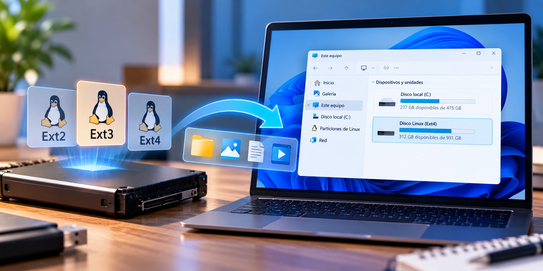 Cómo acceder a particiones Linux Ext2, Ext3 y Ext4 en Windows 11