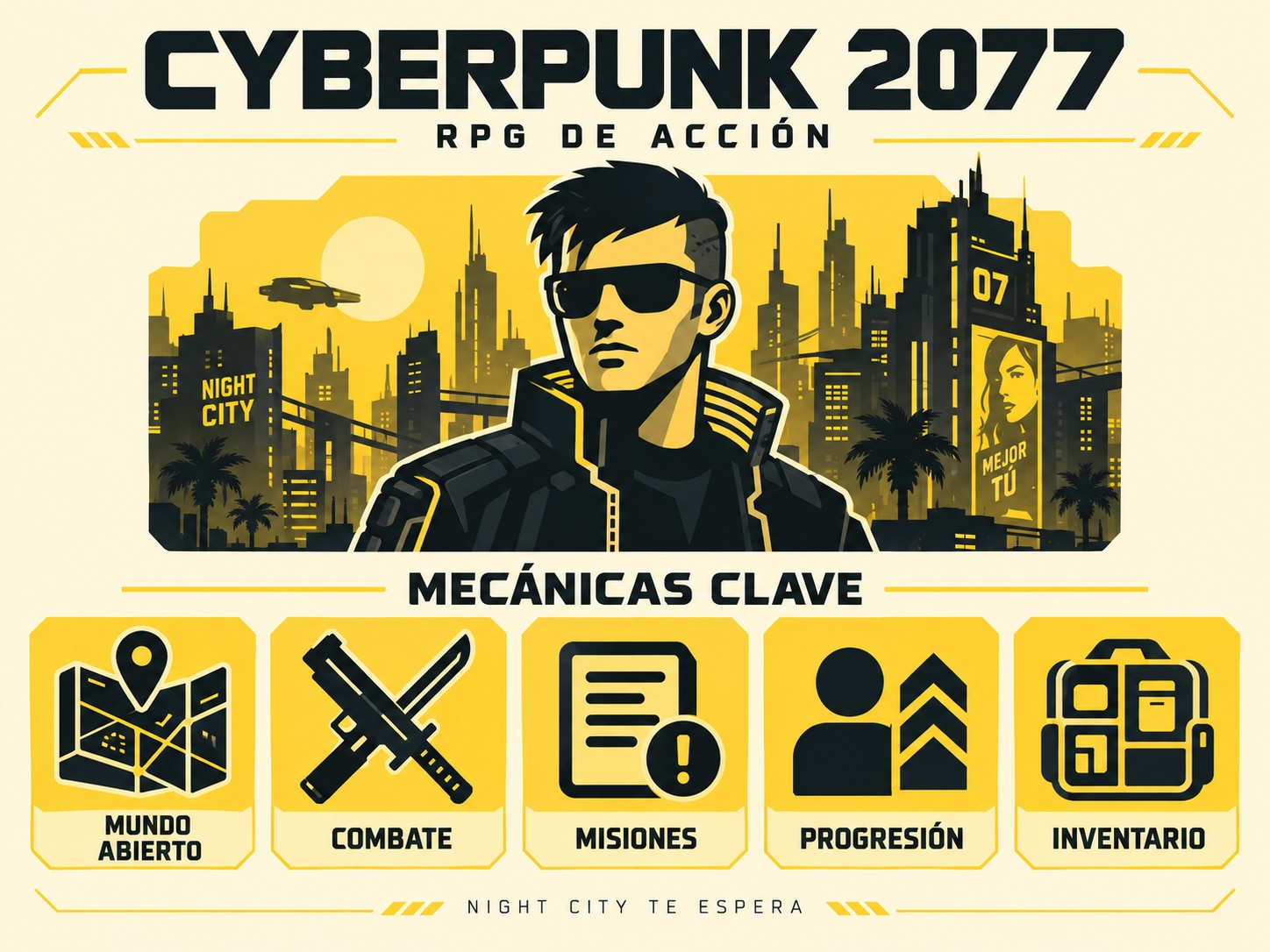 Mecánicas y estilos de juego de Cyberpunk 2077, con combate, hacking y exploración