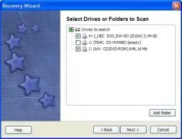 Asistente de DiskInternals CD y DVD Recovery para seleccionar una unidad óptica que se va a escanear