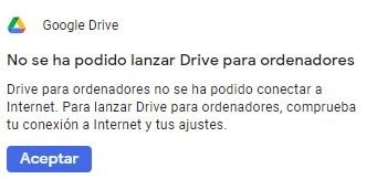 Error de inicio de Google Drive para ordenadores cuando la aplicación no se puede lanzar