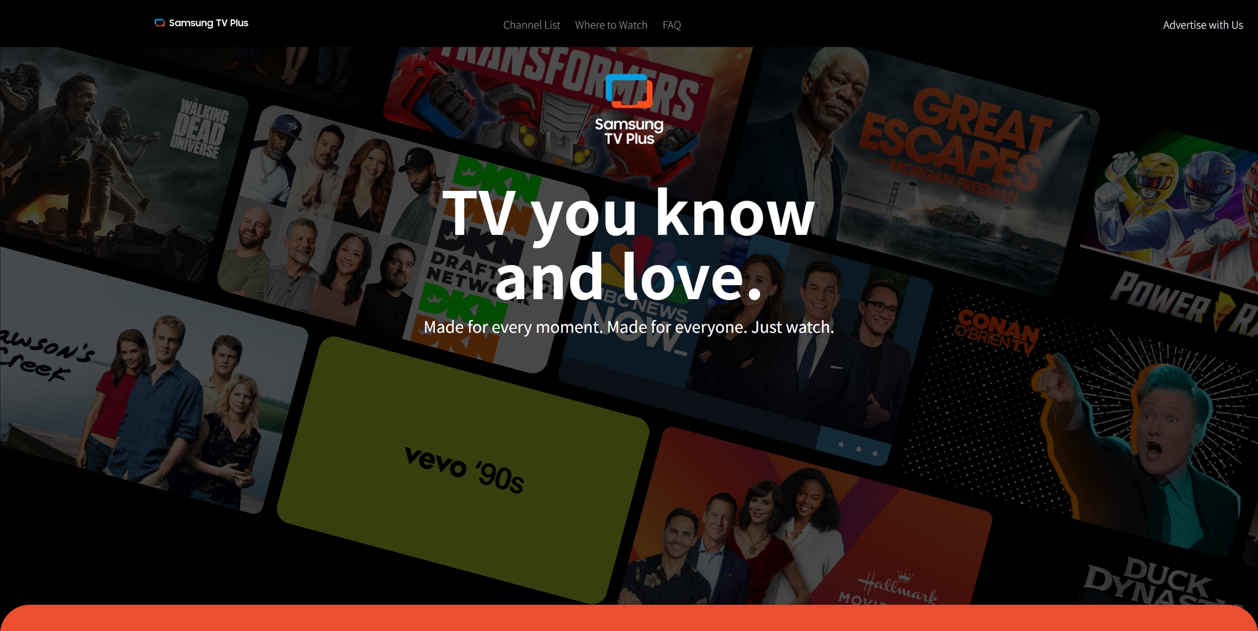 Interfaz de Samsung TV Plus con canales y contenido gratuito