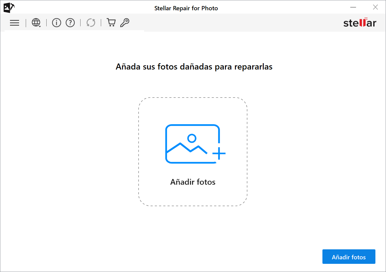 Interfaz en español de Stellar Repair for Photo para añadir archivos JPEG dañados