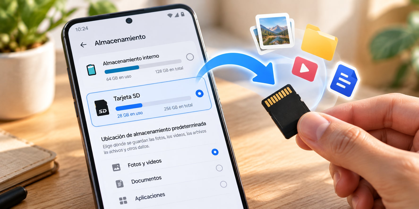 Cómo poner la tarjeta SD como almacenamiento predeterminado en Android y Windows