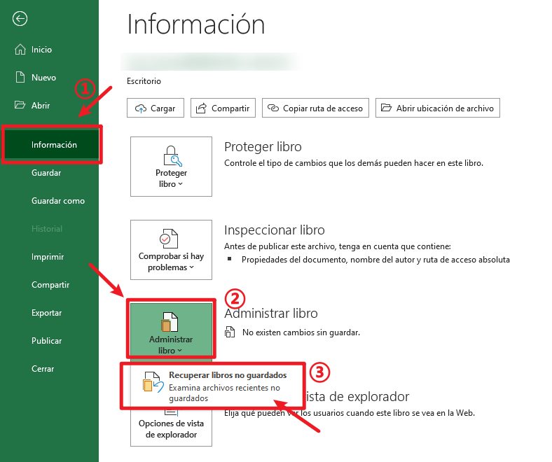 Utilizar la recuperación automática de Excel