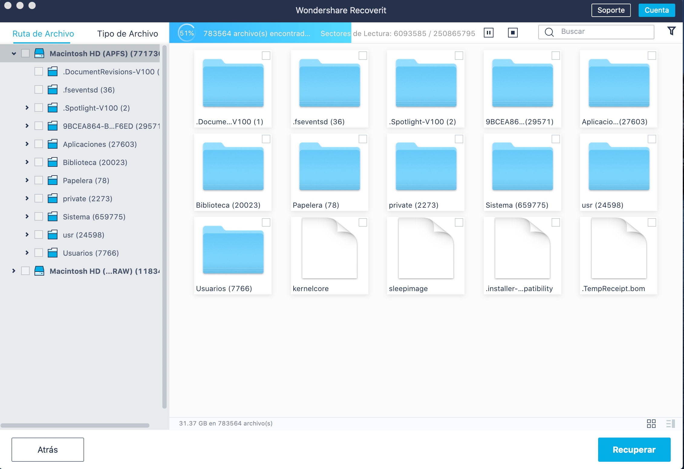 escaneando archivos perdidos en Mac