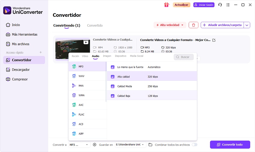 Configure el formato de salida como MP4 para la conversión de iPhone a MP4