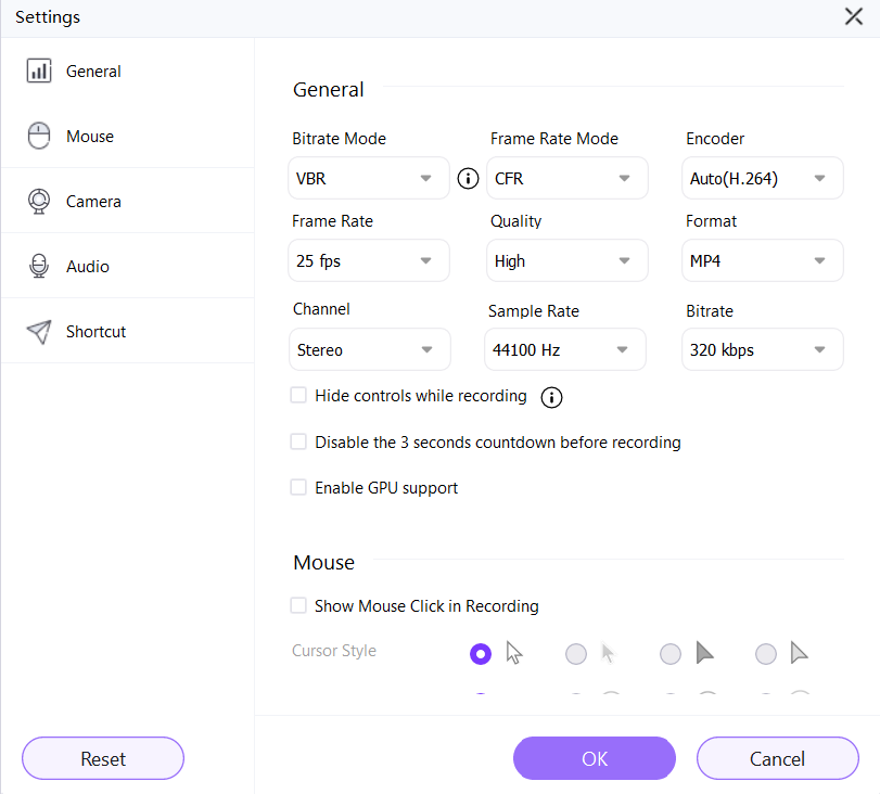 Configurar audio, calidad y FPS para grabar Twitch con audio