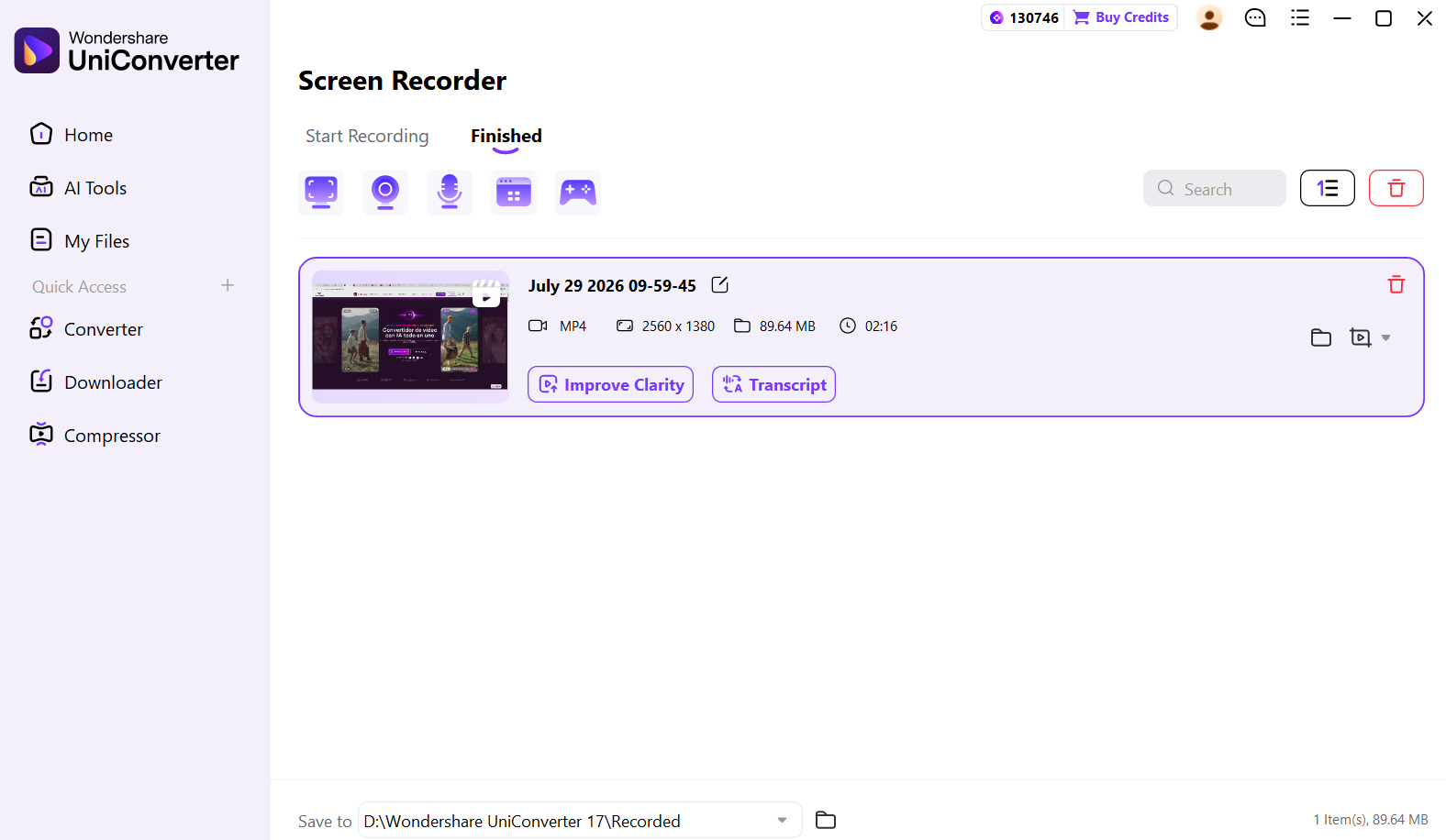Guardar y revisar una grabación de Twitch en UniConverter