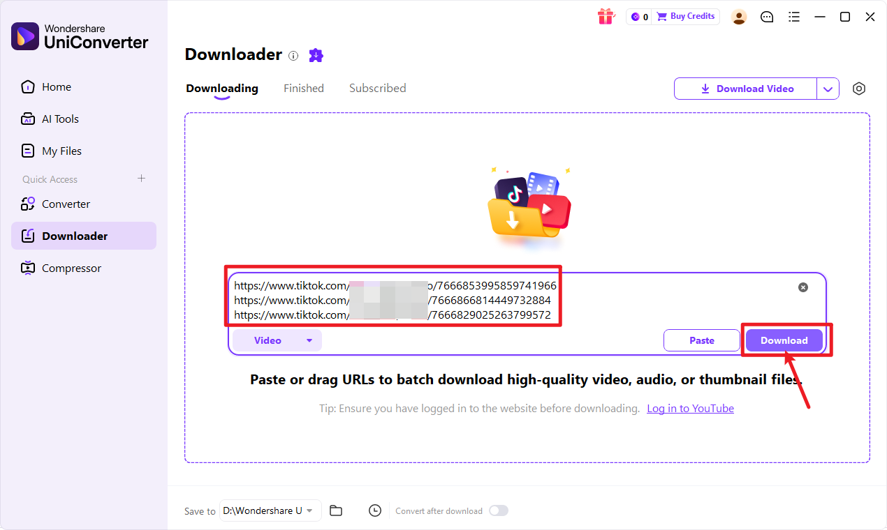 pegar URL de TikTok para descargar el vídeo