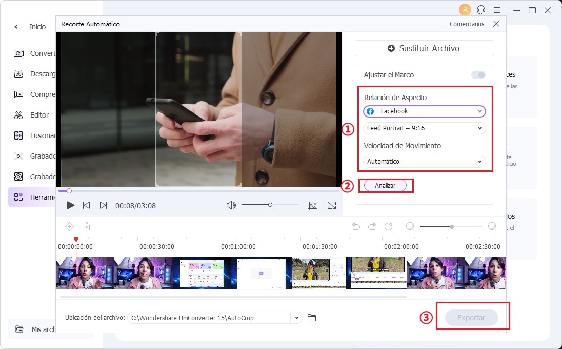 Recorta el video para Facebook