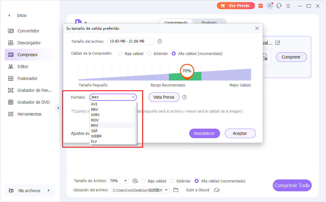 comprimir video en video mb reductor 